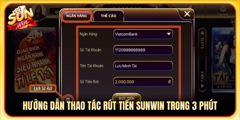 Các bước tạo lệnh rút tiền Sunwin đơn giản